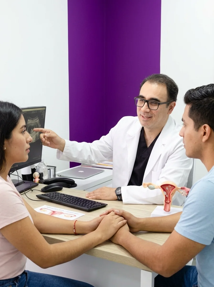 Dr. Johan Figueiredo durante una evaluación de fertilidad en pareja